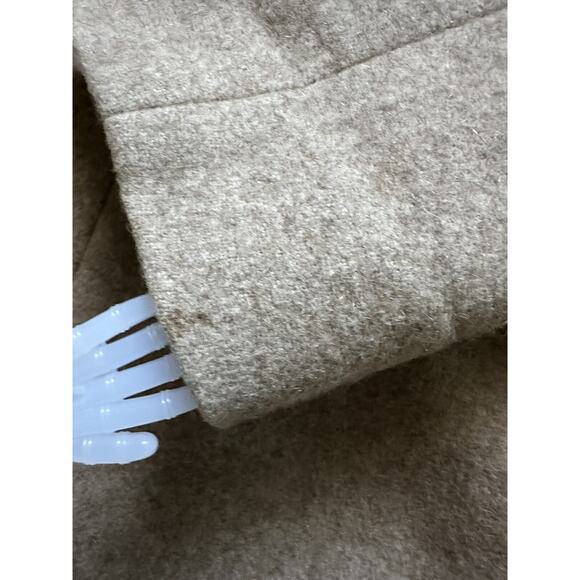 Women's Wool Dress Coat BLUE DEEP Tan/ Beige Taupe Lamb Fur 6-8 Italy 42 EU, S - Picture 11 of 16